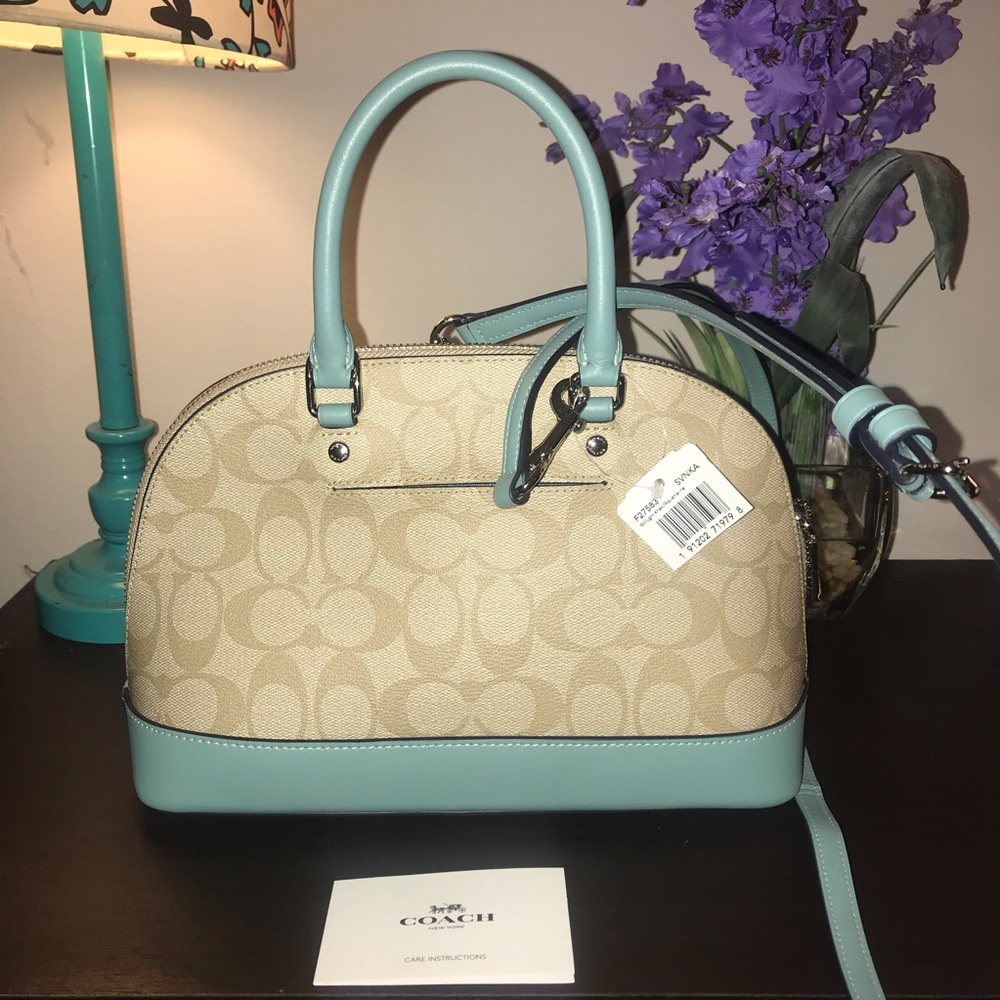 SOLD❣️Teal & Tan Sierra Coach Purse! NWT - Picture 2 of 7
